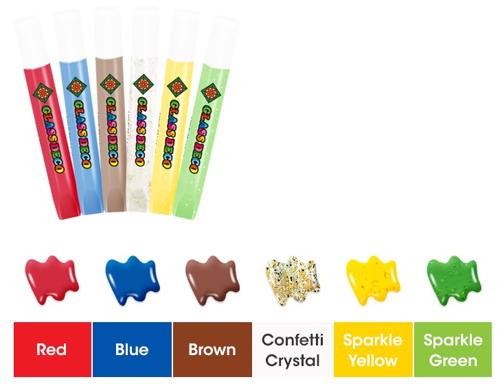 Barvy na sklo-Vánoční sada 6 barev 10,5 ml + 6 sklíček