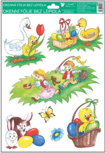 Okenní fólie 26 x 37 cm, tradiční velikonoční motivy