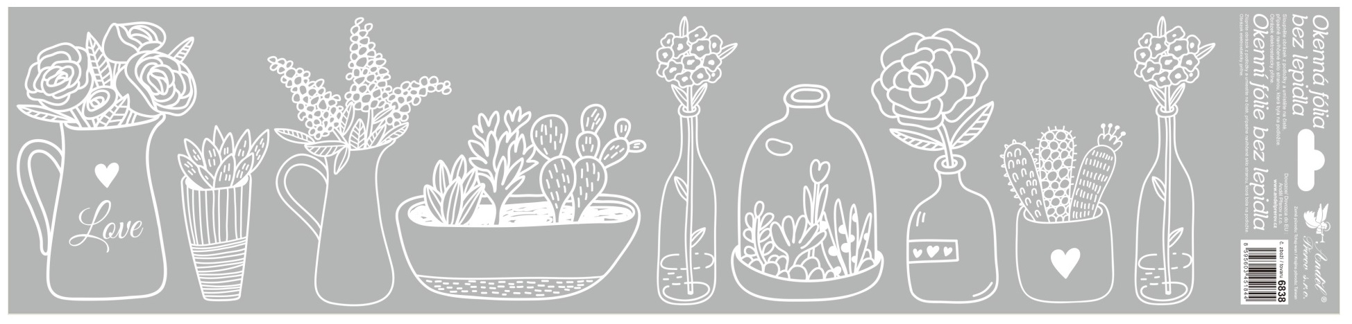 Okenní fólie pruhy bílé 64x15 cm  6838