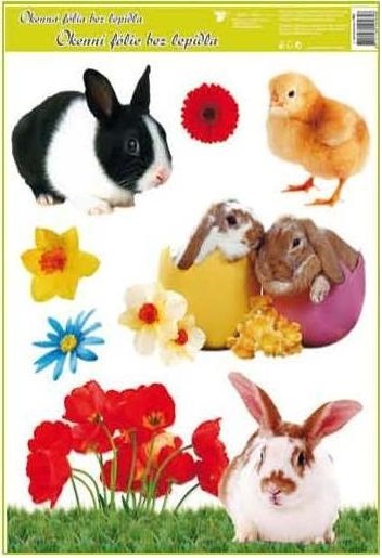 Okenní fólie 30 x 42 cm, živá velikonoční zvířátka