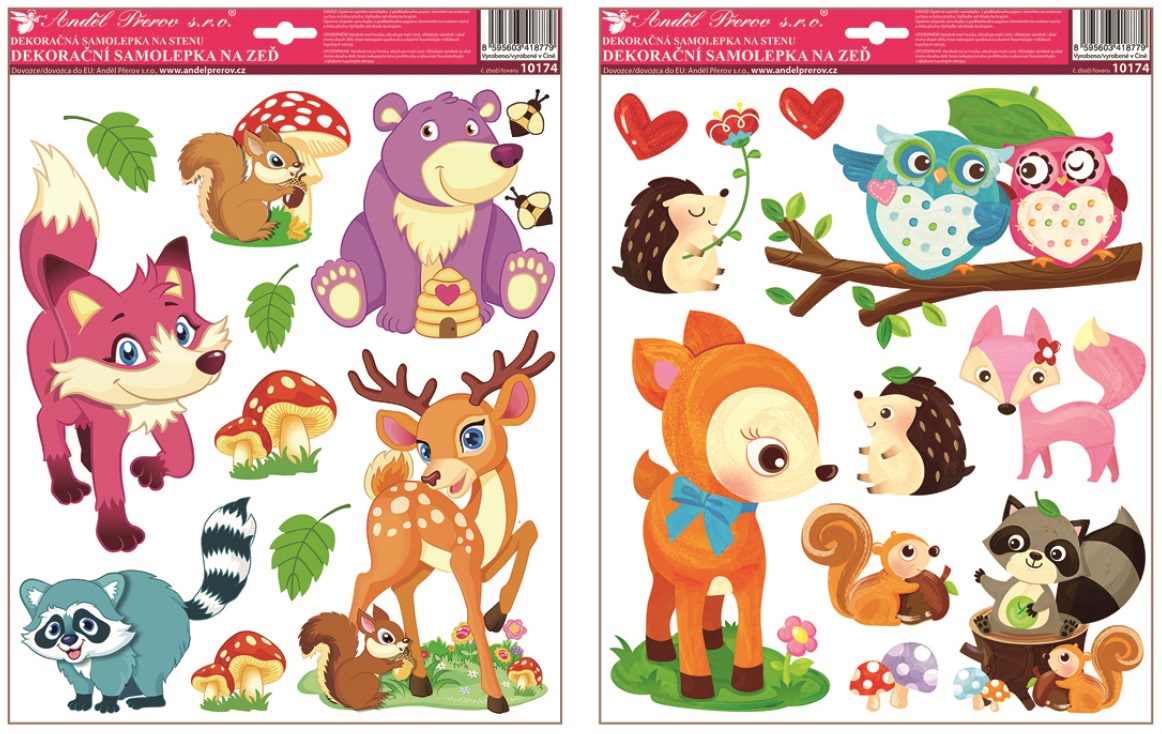 Samolepky na zeď lesní zvířátka 33 x 29 cm