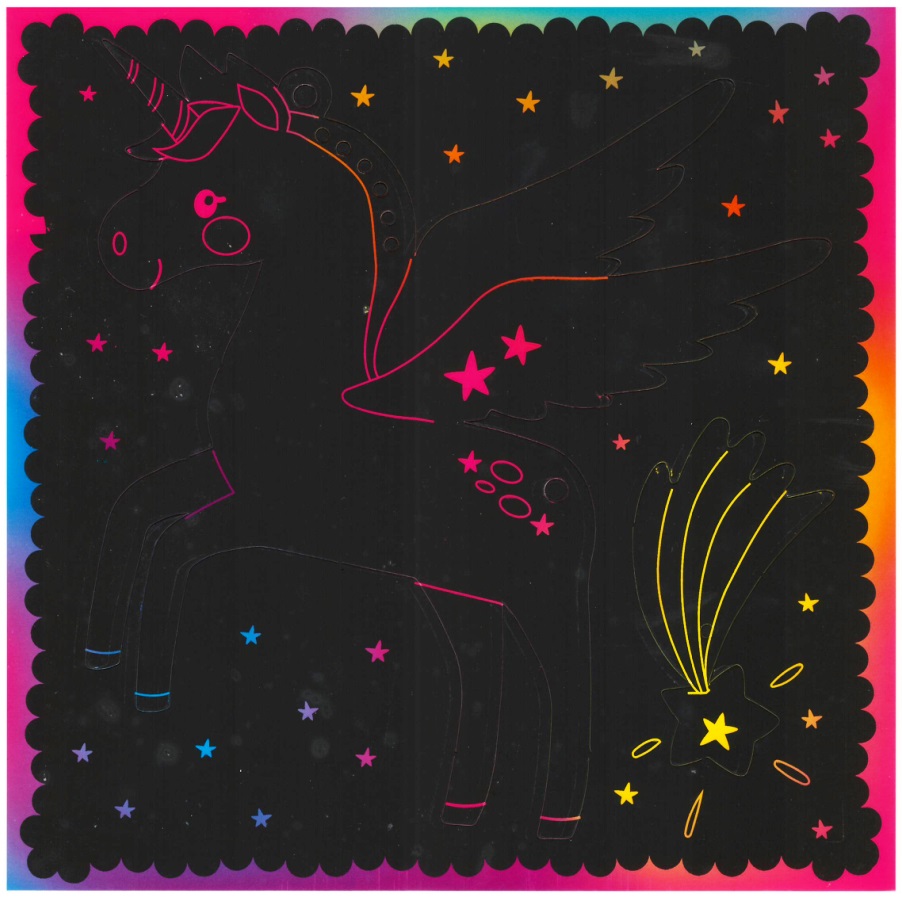 Sada škrabacích obrázků s doplňky 19 x 22 cm - jednorožci