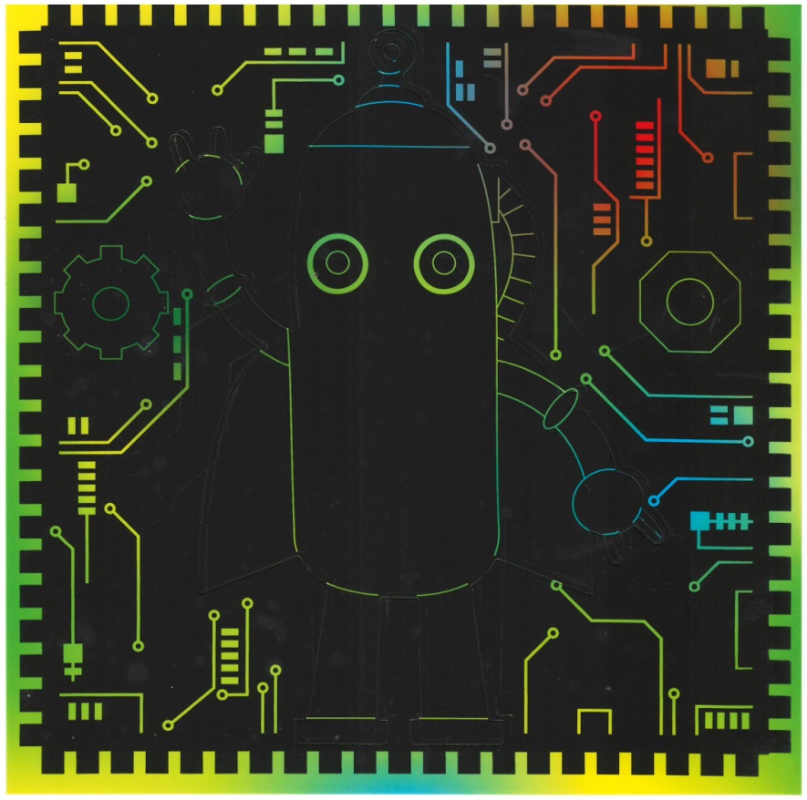 Sada škrabacích obrázků s doplňky 19 x 22 cm - roboti