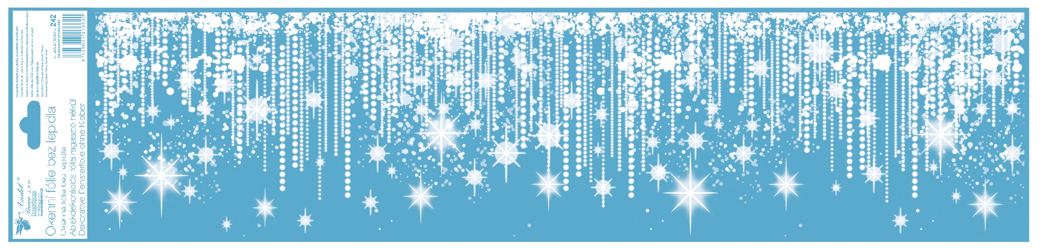 Okenní fólie pruh 64 x 15 cm, padající záře s glitry   242