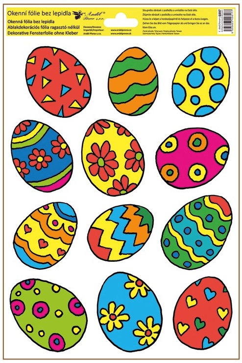 Okenní fólie barevná velikonoční vajíčka 20 x 30 cm