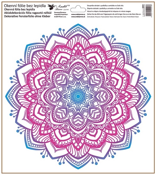 Okenní fólie barevné mandaly 30 x 33,5 cm