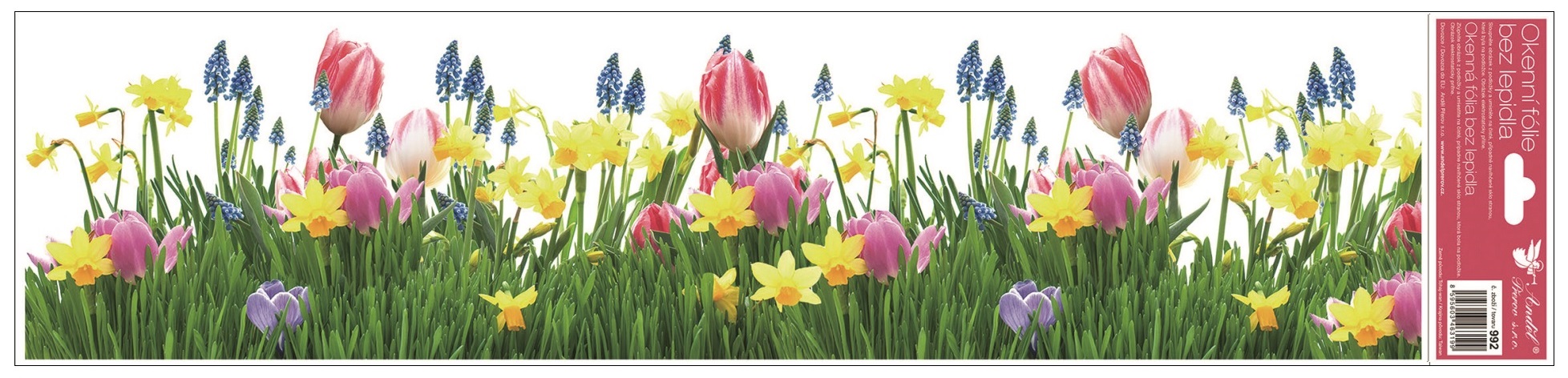 Okenní fólie pruhy květiny 64x15 cm