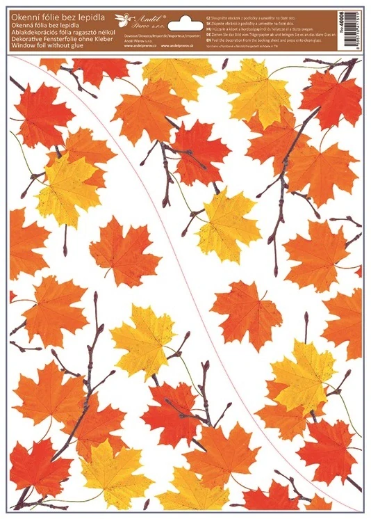 Okenní fólie rohová s listy 30 x 42 cm