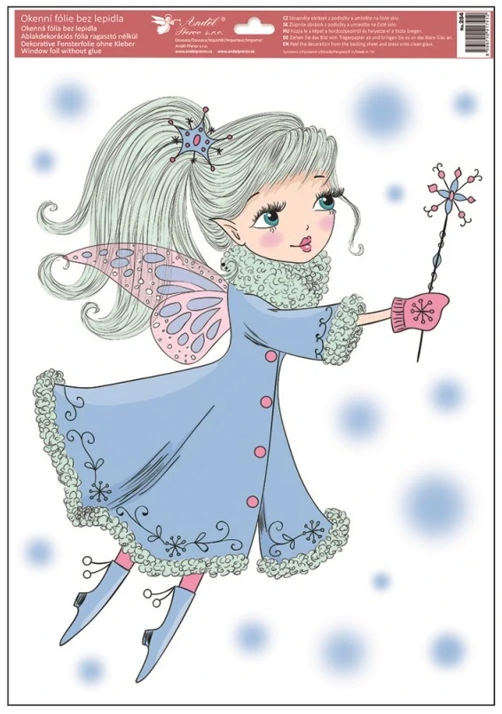 Okenní fólie andělky s glitry 35 x 50 cm