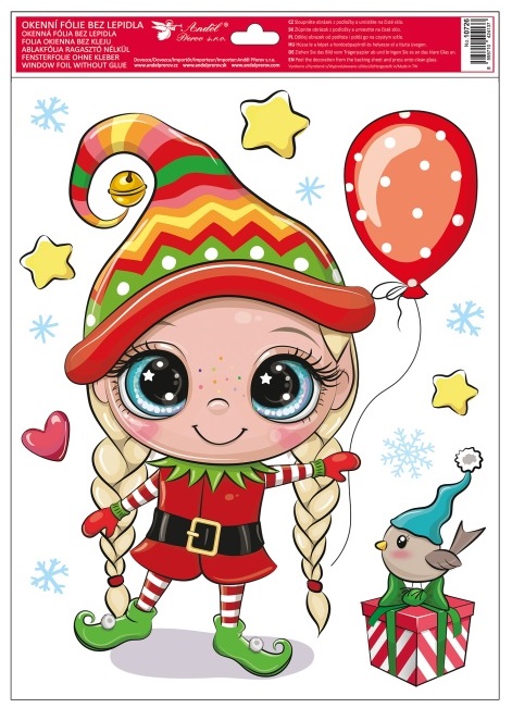 Okenní fólie s glitry Zimní radovánky 30 x 42 cm