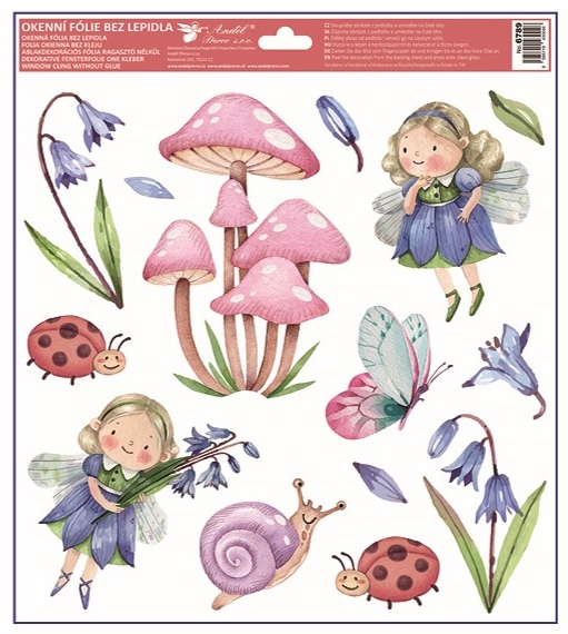Okenní fólie s glitry Víly 30 x 33,5 cm  6789