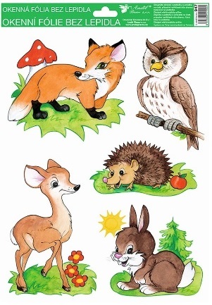 Okenní fólie ručně malovaná zvířátka 33,5x26cm