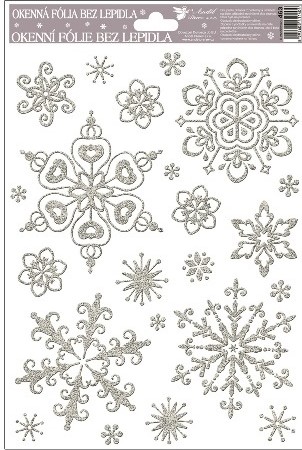 Okenní fólie vločky sněhový efekt stříbrná,27x20cm