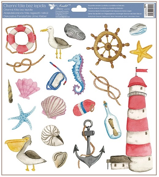 Okenní fólie moře a ryby 30x33,5 cm