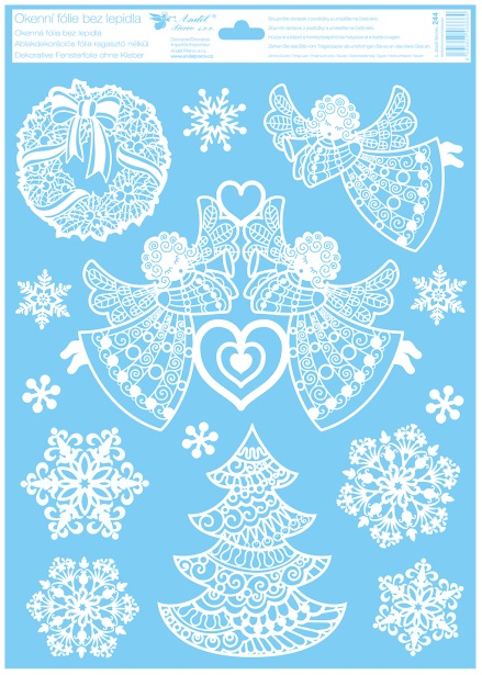 Okenní fólie 30 x 42 cm, andělé s glitry   244