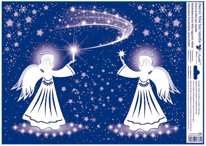 Okenní fólie s glitry 30 x 42 cm, anděl