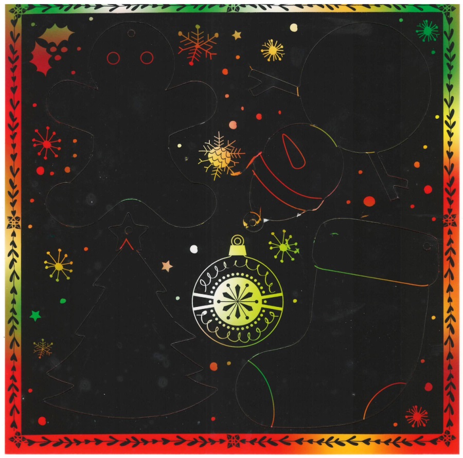 Sada škrabacích obrázků s doplňky 19 x 22 cm - 3 x 4 motivy, Vánoce