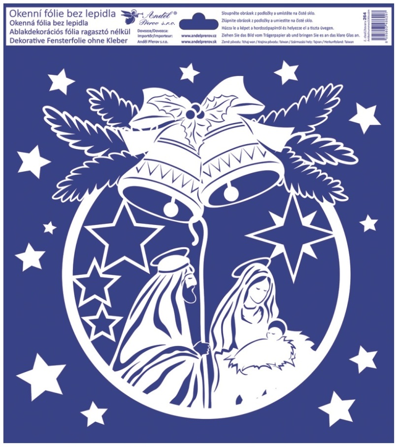 Okenní fólie andělé a betlém 30 x 33,5 cm
