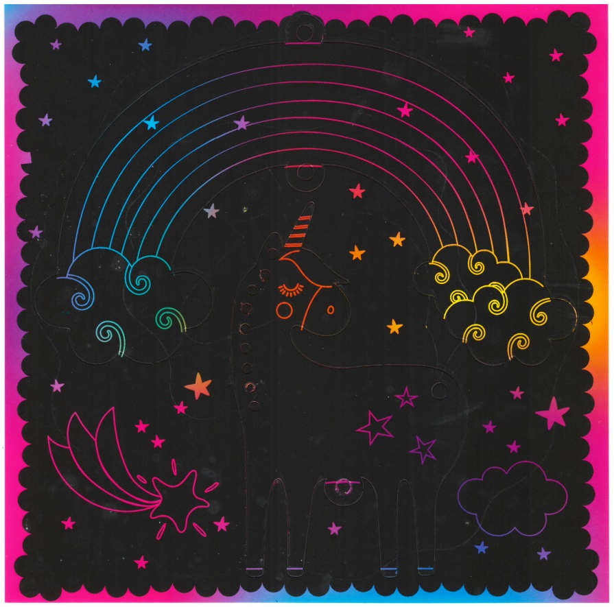 Sada škrabacích obrázků s doplňky 19 x 22 cm - jednorožci