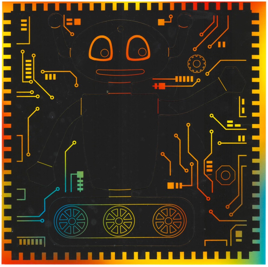 Sada škrabacích obrázků s doplňky 19 x 22 cm - roboti