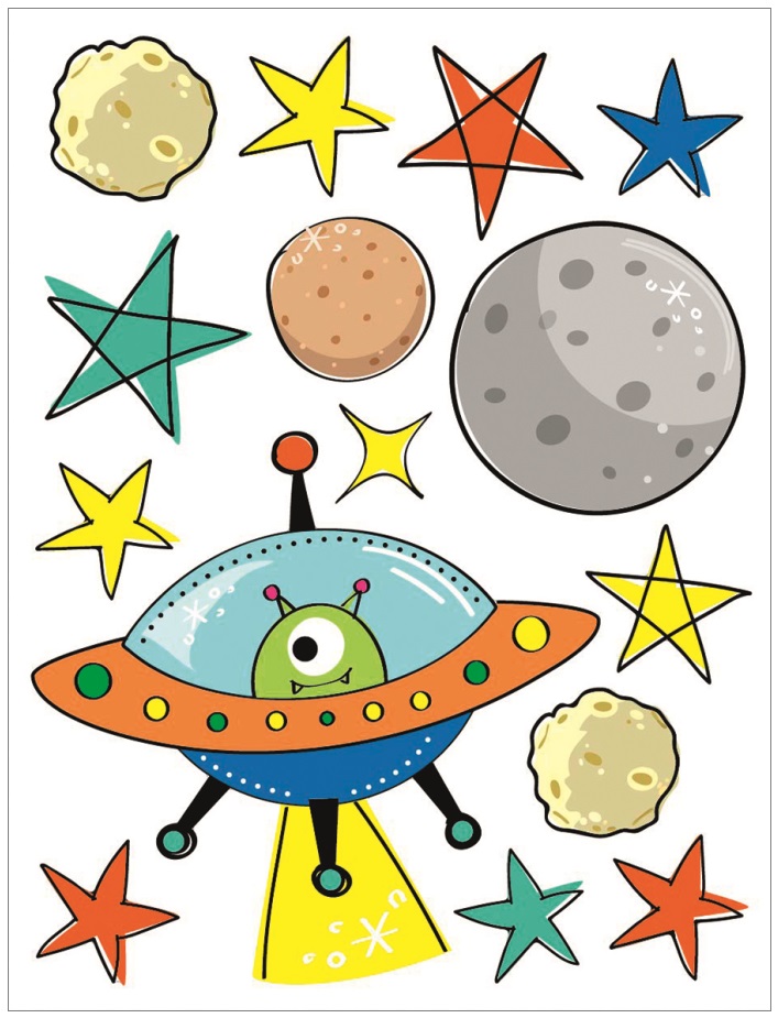 Samolepky na zeď v bloku vesmír 16 x 23 cm 6 listů