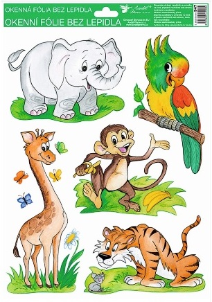 Okenní fólie ručně malovaná zvířátka 33,5x26cm