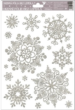 Okenní fólie vločky sněhový efekt stříbrná,27x20cm