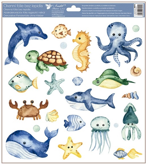Okenní fólie moře a ryby 30x33,5 cm
