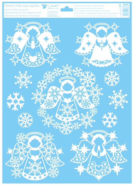 Okenní fólie 30 x 42 cm, andělé s glitry   244