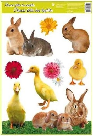 Okenní fólie 30 x 42 cm, živá velikonoční zvířátka