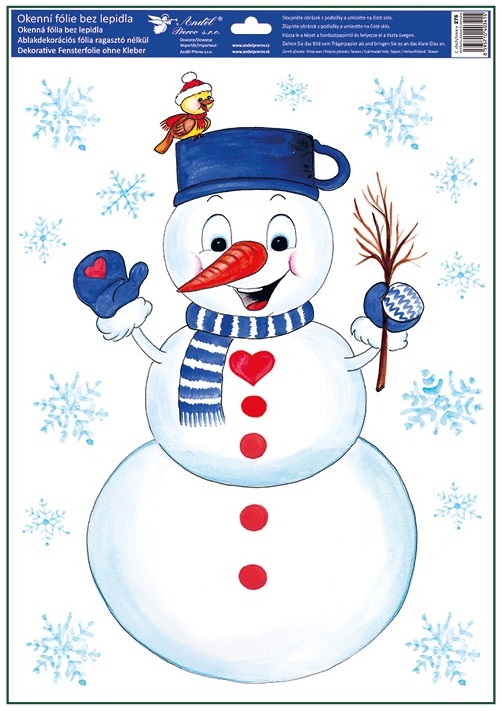 Okenní fólie sněhulák 35 x 50 cm  276