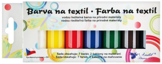 Barvy na textil tmavý a barevný, sada 7 x 20 g + šablony 6108
