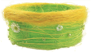 Jarní košíček ze sisalu s kopretinkami a perličkami 18cm 8053