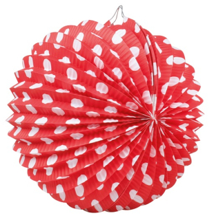 Lampion červený s puntíky 23 cm 9231