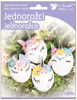 Sada k dekorování 4 ks vajíček - jednorožci 7738