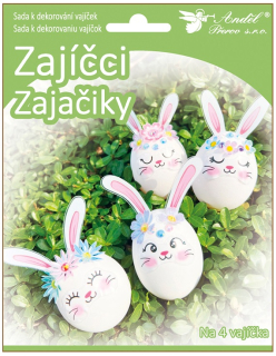 Sada k dekorování 4 ks vajíček - zajíčci 7739