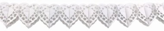 Girlanda papírová 300x16 cm - srdce bílá
