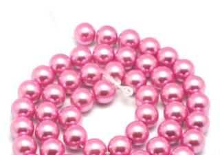 Skleněné voskované perly 4-4,5mm (cca 104 ks) na šňůrce růžové