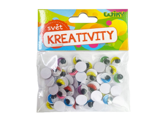 Oči pohyblivé barevné 12mm, 50ks W011808