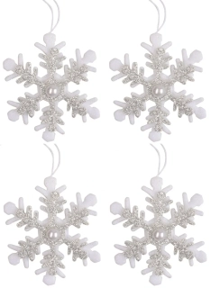Vločka bílostříbrná 4 ks v sáčku, 6 cm 3276