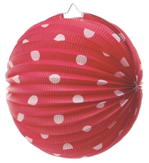 Lampion s puntíky růžový 25 cm 9266