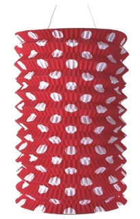 Lampion puntíky válec červený 15 cm 9262