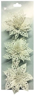 Růže vánoční bílá 3 ks, 8 cm 1969