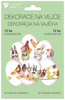Smršťovací dekorace na vejce s velikonočními zvířátky 12 ks  7758