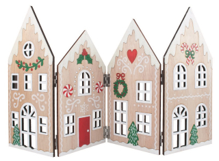 Dřevěné vánoční leporelo chaloupky na postavení 45,5 x 25 x 0,5 cm 31541