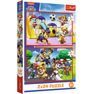 Puzzle Psí den zábavy 2v1Tlapková patrola 2x24 dílků