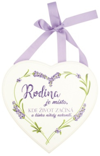 Srdce dřevěné bílé "Rodina je..." 17x16 cm