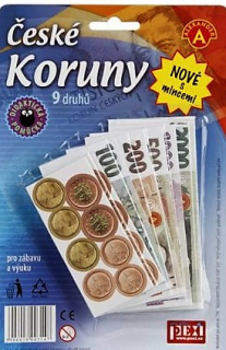 Dětské peníze - České koruny s mincemi