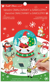 Samolepky a omalovánky vánoční 14 x 23 cm, Santa