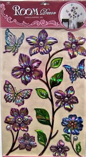 Pokojová samol. dekorace KVĚTINY 50 x 32 cm
